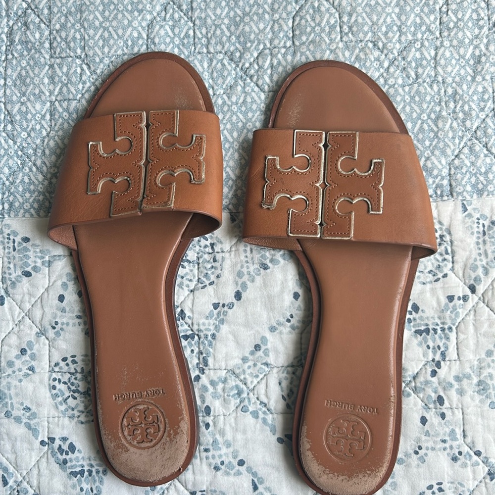 Tory Burch Brown Slide Sandals
